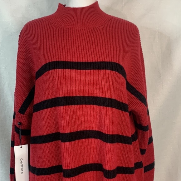 Calvin Klein Red Mock Turtleneck Sweater- NWT - Picture 2 of 14